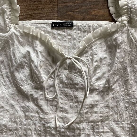 SHEIN White Dress Off Shoulder Feminine Multiway Cotton Medium Party - Picture 2 of 12